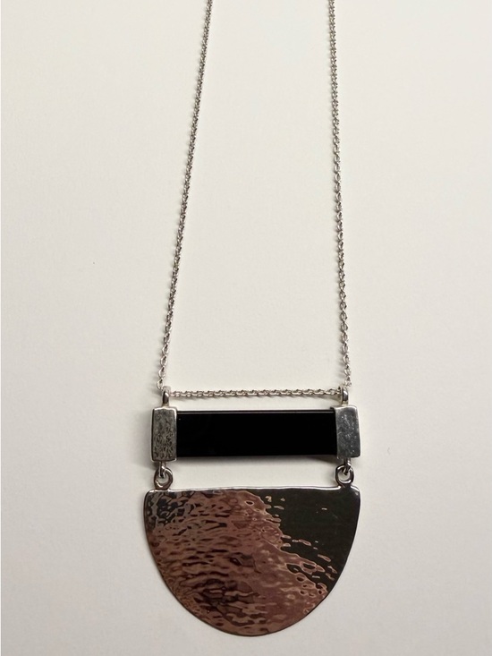 Silpada Jewelry - Silpada Black Agate Pendant Necklace Sterling Silver Long 30” Statement